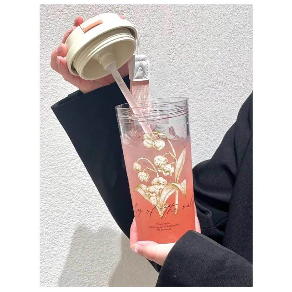 小鴨優品《 家居》580ml鈴蘭花透明PP材質水杯-細節圖4