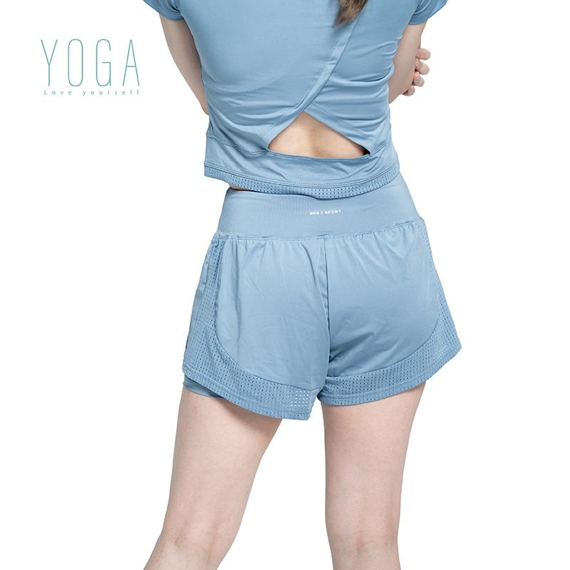 AREX YOGA 瑜珈服 彈力速乾冰爽機能拼接運動短褲(彈力內襯)M-XL AS-7170-細節圖3