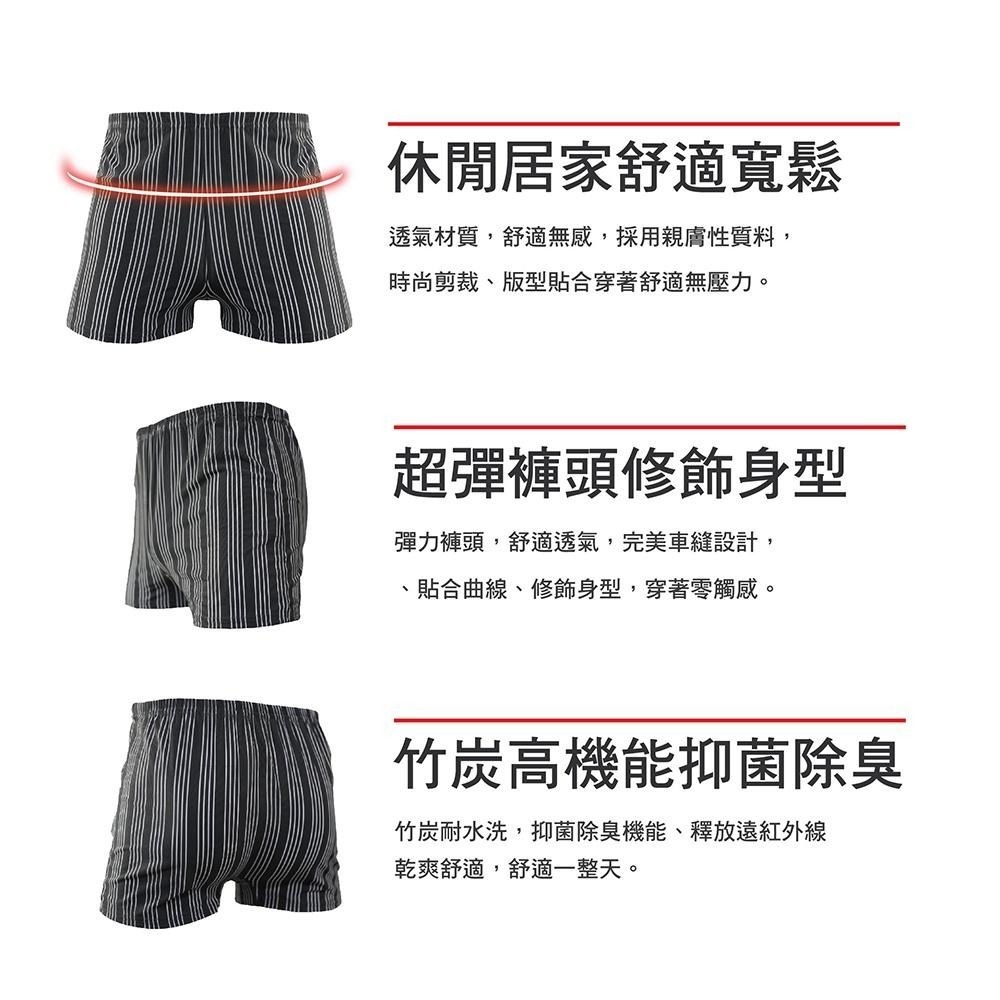 AREXSPORT 男竹炭吸濕排汗四角褲 冰爽透氣 冰絲內褲消臭健康 吸濕排汗 無痕內褲 加大尺碼 男平口褲 U003-細節圖3