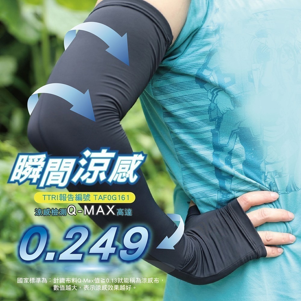 【限時購】AREXSPORT 冰絲袖套 涼感紗 防曬抗UV 降溫（隱藏式開口 ) TTRI涼感檢測 冰絲-細節圖5