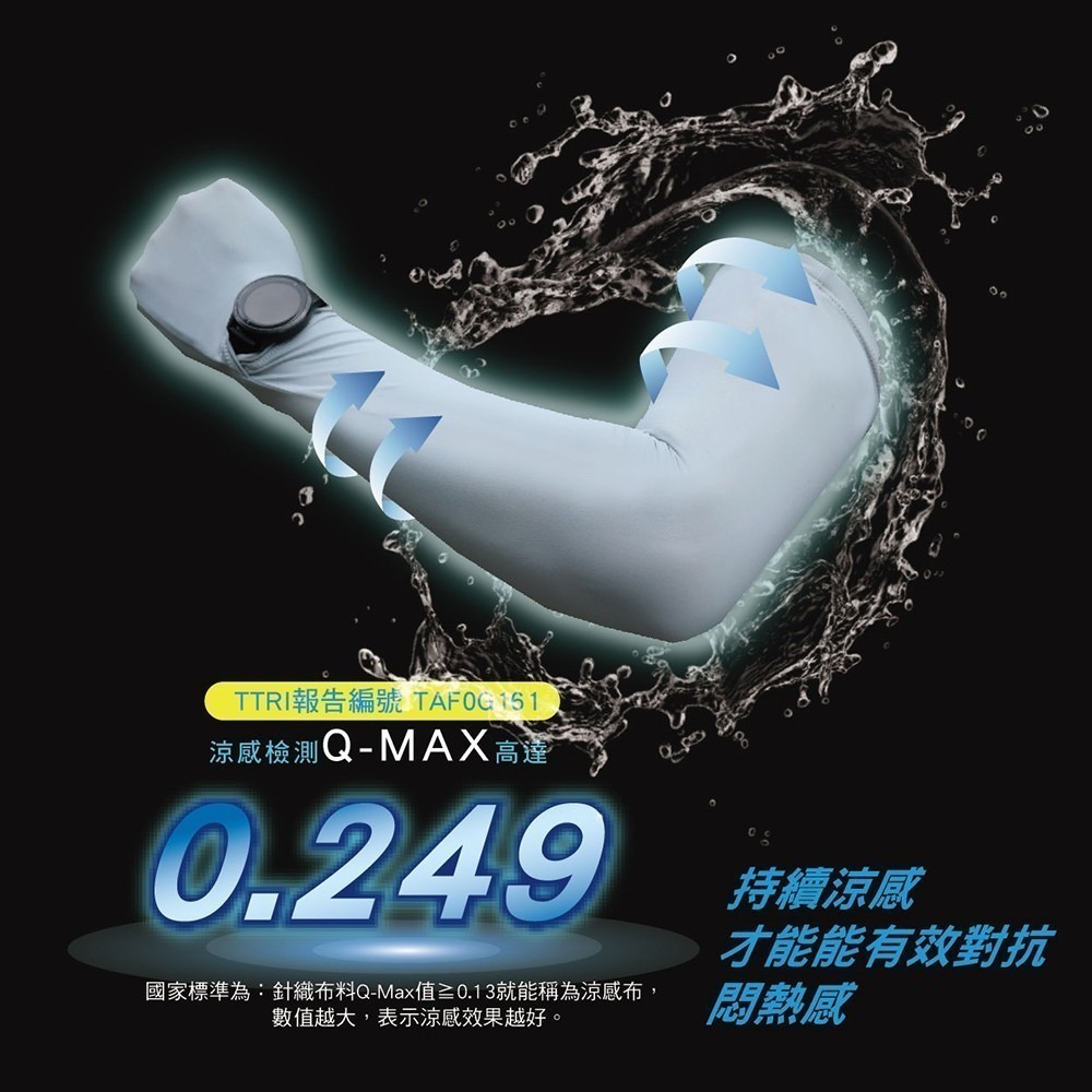【限時購】AREXSPORT 冰絲袖套 涼感紗 防曬抗UV 降溫（隱藏式開口 ) TTRI涼感檢測 冰絲-細節圖9
