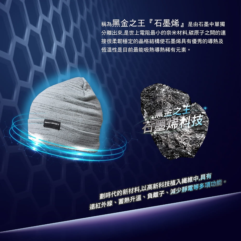 【AREXSPORT】石墨烯 保暖纖維 保暖帽 針織帽 登山帽 毛線帽 圍脖 圍巾 脖圍 保護頭套 防寒保暖 加厚內刷毛-細節圖3