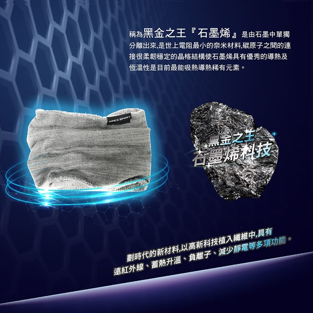 【AREXSPORT】石墨烯 保暖纖維 保暖帽 針織帽 登山帽 毛線帽 圍脖 圍巾 脖圍 保護頭套 防寒保暖 加厚內刷毛-細節圖7