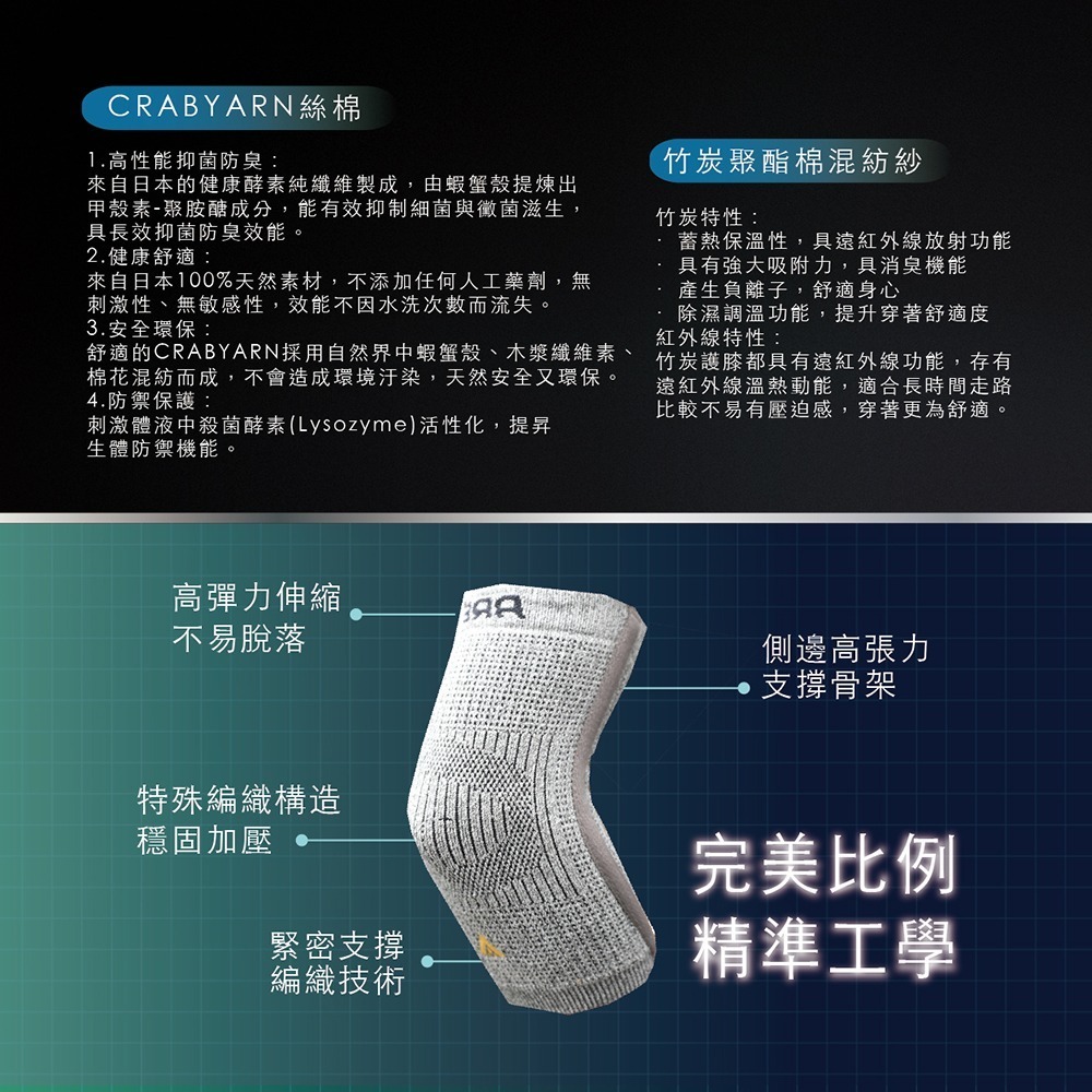 【AREX SPORT】AS-3431 運動護具 登山護具 日本健康酵素甲殼素竹炭護肘套單入-減壓支撐運動護肘專業護肘-細節圖10