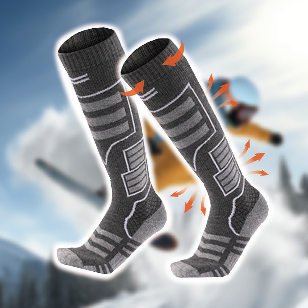 【AREXSPORT】男女加厚 長筒襪 膝上襪 登山襪 羊毛襪 避震襪 健行襪 百岳攀岩 抑菌 除臭 保暖 抗寒 滑雪-細節圖6