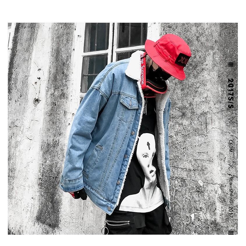 現貨 羔羊毛 加厚 保暖外套 牛仔外套 加絨 男生大衣 男生外套 羔羊毛外套 刷毛外套 大尺寸 大尺碼-細節圖4