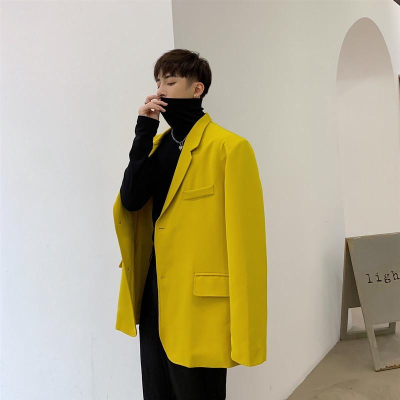 🇹🇼&lt;台灣現貨&gt; 螢光色西裝外套韓版寬鬆西裝休閒氣質感黃色小西裝