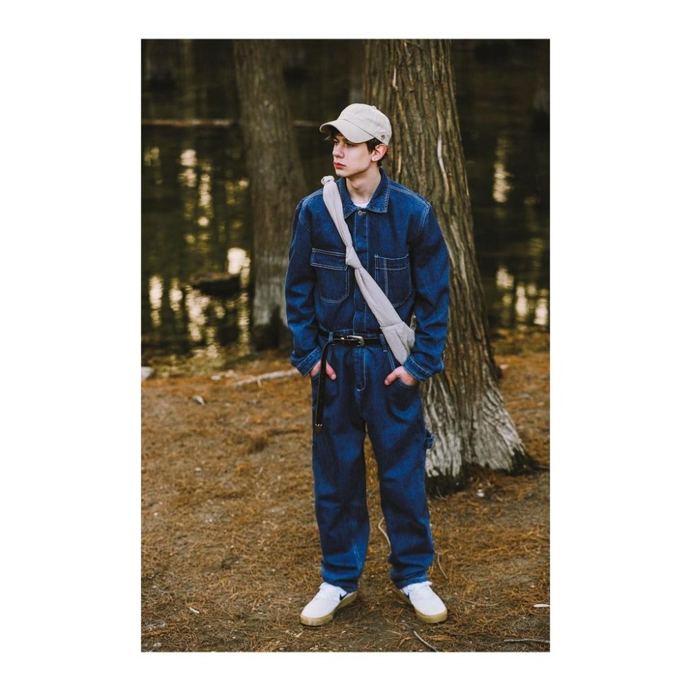 現貨 牛仔連身褲 連身褲 工裝長褲 連身長褲工作褲  男生長褲 男生工作褲 休閒長褲 潮流 軍褲 吊帶褲-細節圖4