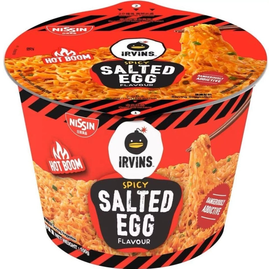 NISSIN 日清  IRVINS 鹹蛋黃速食碗麵 辣鹹蛋速食碗麵 撈麵-細節圖2