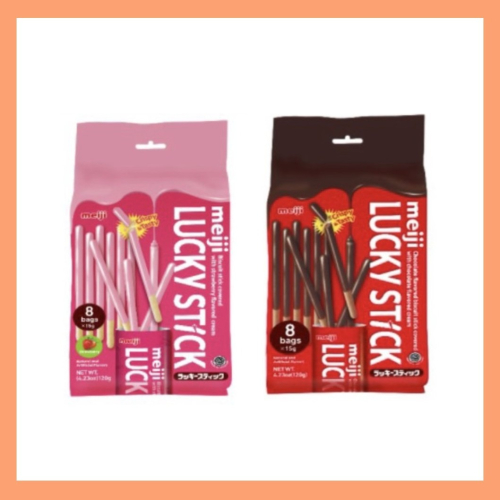 明治 Lucky 草莓 口味棒狀餅乾家庭號 分享包 獨立包裝 小餅乾 巧克力棒