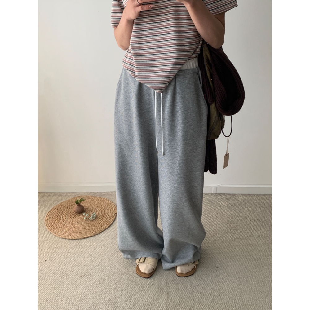 💎撞色褲頭休閒落地抽繩褲💎-細節圖4