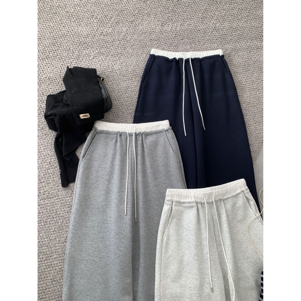 💎撞色褲頭休閒落地抽繩褲💎-細節圖6