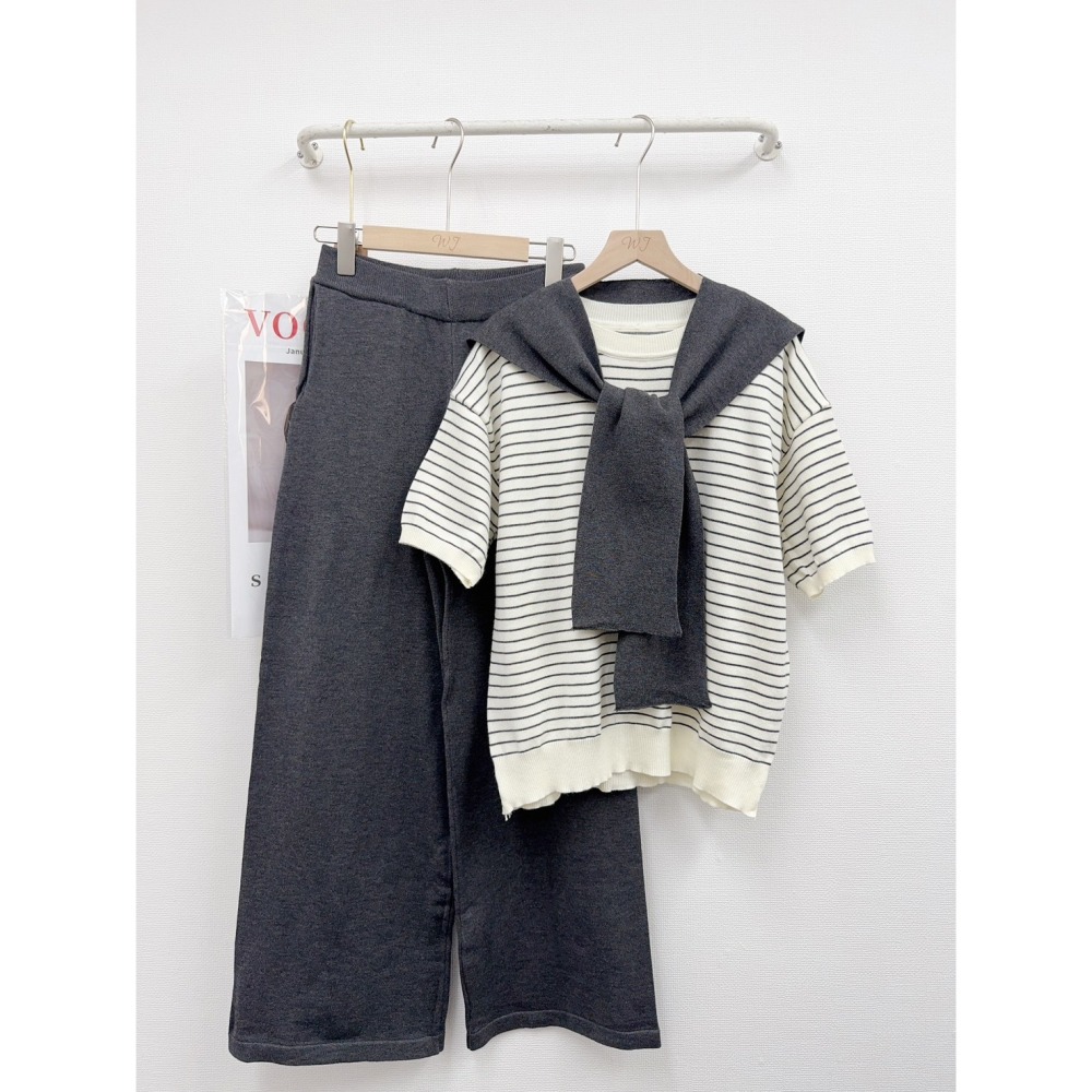 💎披肩條紋薄針織褲裝💎-細節圖2