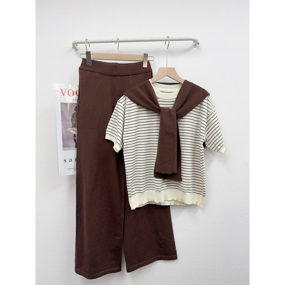 💎披肩條紋薄針織褲裝💎-細節圖3