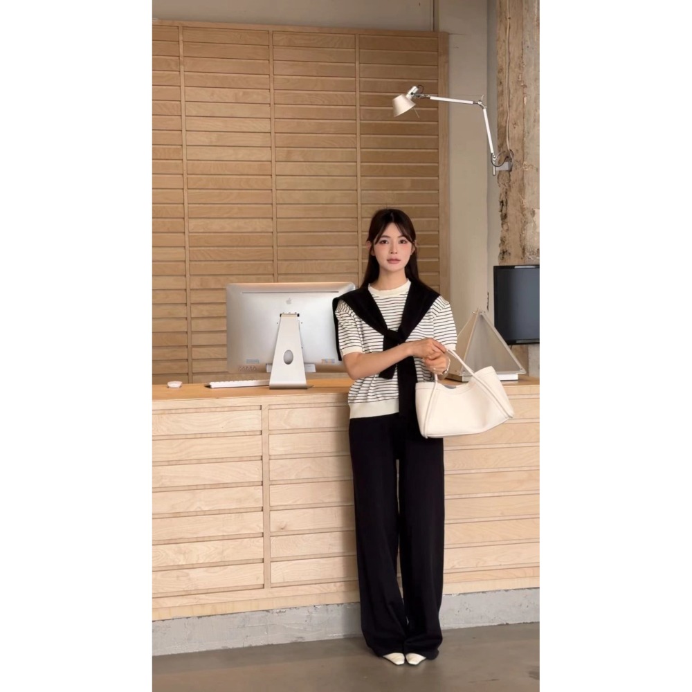 💎披肩條紋薄針織褲裝💎-細節圖8