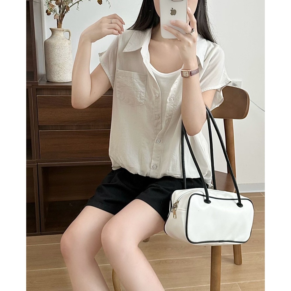 💎韓系層次感「假兩件」柔感襯衫💎-細節圖5