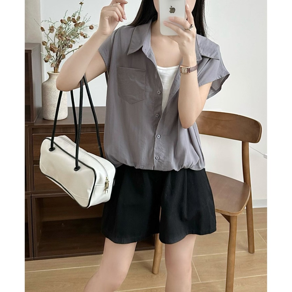 💎韓系層次感「假兩件」柔感襯衫💎-細節圖6