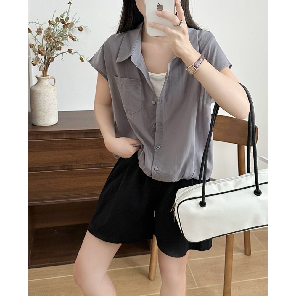 💎韓系層次感「假兩件」柔感襯衫💎-細節圖7