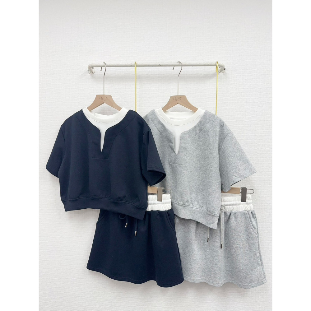 ✅撞色假兩件套裝✅-細節圖2