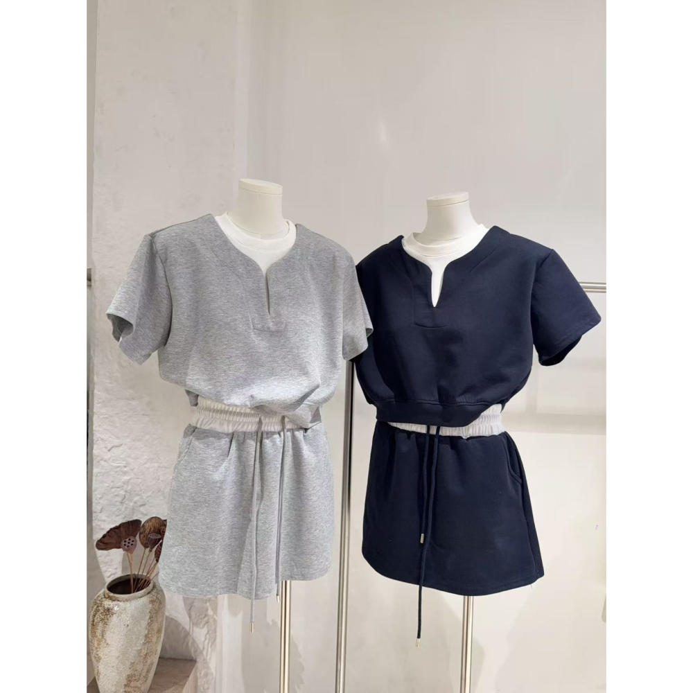 ✅撞色假兩件套裝✅-細節圖3