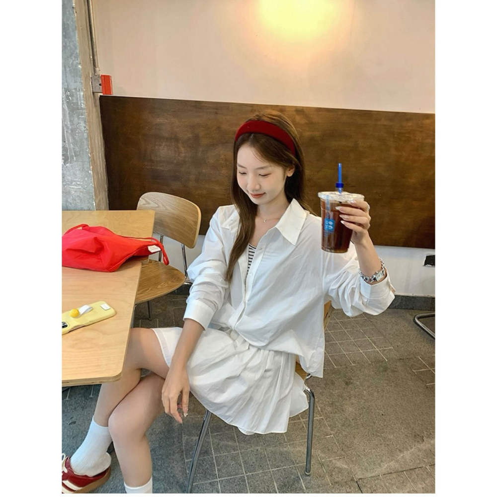 韓系假兩件拼接設計襯衫-細節圖4