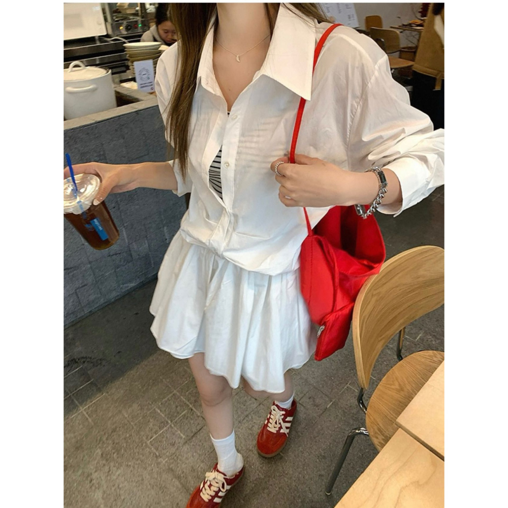 韓系假兩件拼接設計襯衫-細節圖6