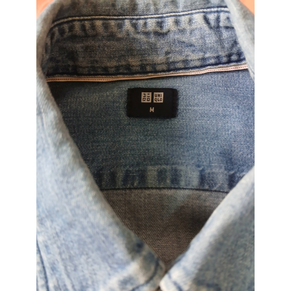 uniqlo 男裝 牛仔襯衫 (長袖) 二手-細節圖3