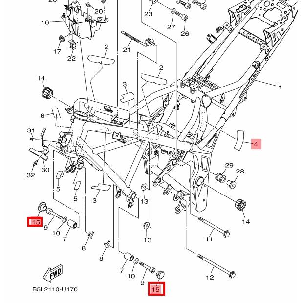 YAMAHA  MT03 03 R3 YZF-R3 車台塞 90338-23801-細節圖2