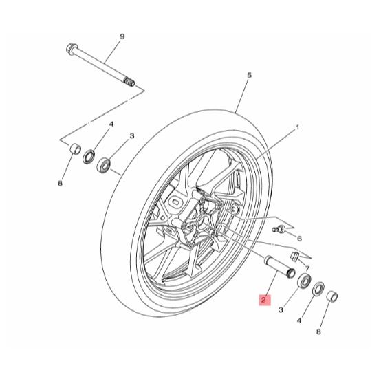YAMAHA MT-07 R7 MT-09 前輪培林 軸承 93306-20352 軸環 套管 2PP-25117-00-細節圖3