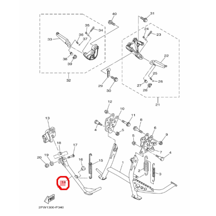 YAMAHA 原廠 2015~2016 TMAX T-MAX 側支架 側柱 2PW-27311-00-細節圖3