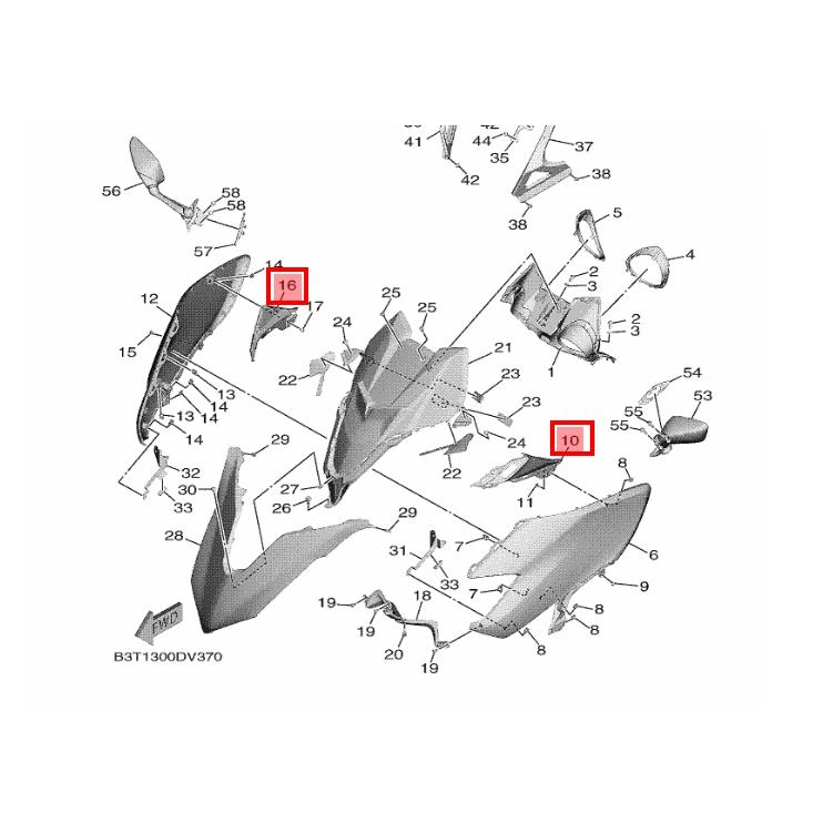 YAMAHA 原廠 TMAX T-MAX 擋風罩 後視鏡底殼 BC3-2835P-00 BC3-28306-00-細節圖6