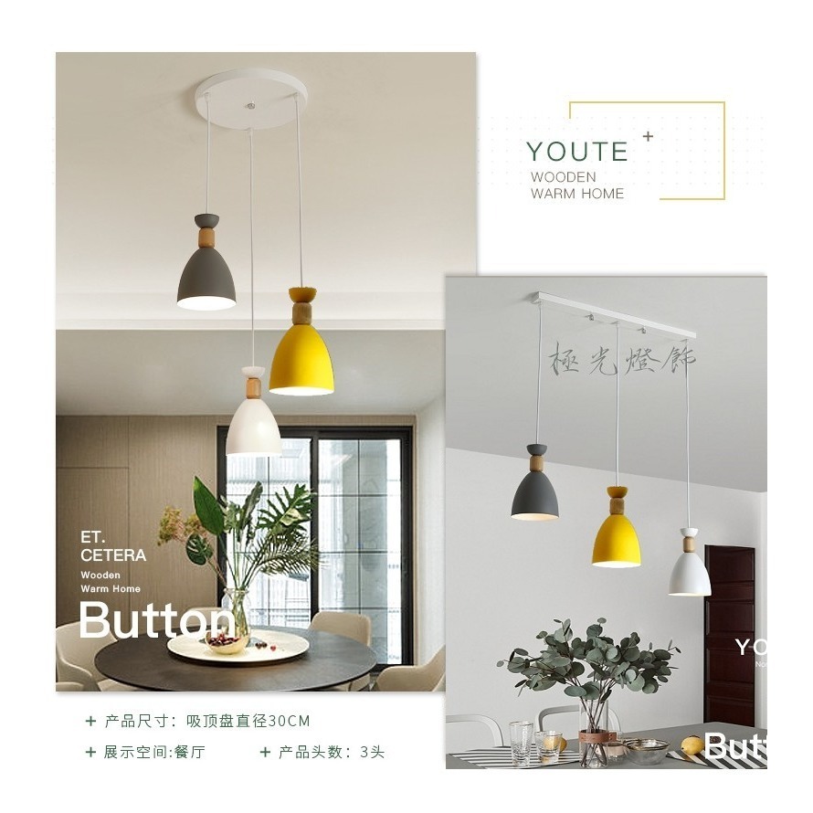 【晨星燈飾】餐桌吊燈 原木3吊燈 鐵藝三燈 工業風三吊燈 客廳吊燈 書房 歐式3燈 工業風吊燈 馬卡龍吊燈-細節圖10