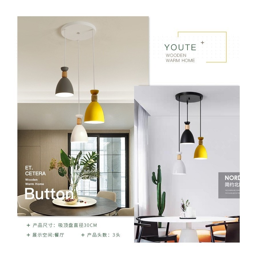 【晨星燈飾】餐桌吊燈 原木3吊燈 鐵藝三燈 工業風三吊燈 客廳吊燈 書房 歐式3燈 工業風吊燈 馬卡龍吊燈-規格圖10