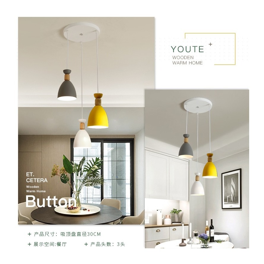【晨星燈飾】餐桌吊燈 原木3吊燈 鐵藝三燈 工業風三吊燈 客廳吊燈 書房 歐式3燈 工業風吊燈 馬卡龍吊燈-規格圖10