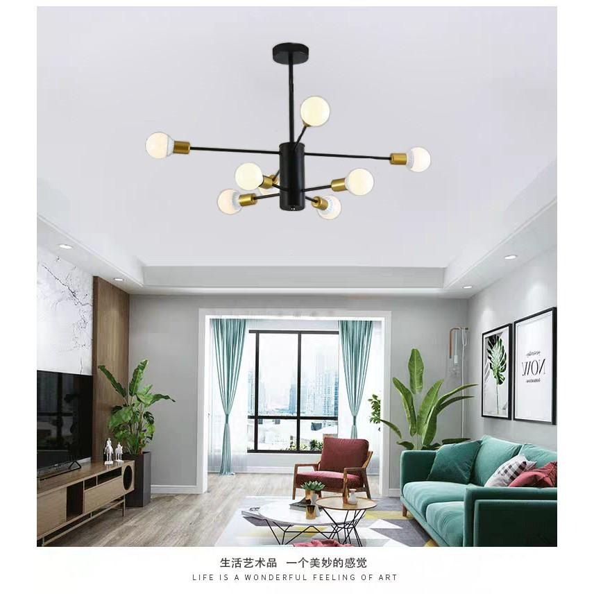 【晨星燈飾】櫥房六燈 餐桌燈吸頂燈 美式8燈吸頂燈 工業風吸頂燈 工業風吸頂燈6頭8頭設計師款客廳六燈八燈-細節圖5