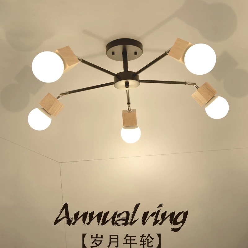 【晨星燈飾】台灣現貨 客廳10燈 兒童房3燈 橡木吸頂8燈 實木三燈原木六燈美式吸頂6燈北歐吊燈8燈吸頂燈 臥主主燈六燈-規格圖9