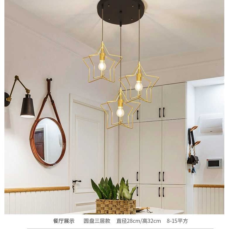 【晨星燈飾】星星餐桌吊燈 鐵藝三燈吊燈星吊燈三燈吊燈工業風吊燈燈三頭吊燈鋁罩三燈餐桌工業風吊燈星星吊燈-規格圖10