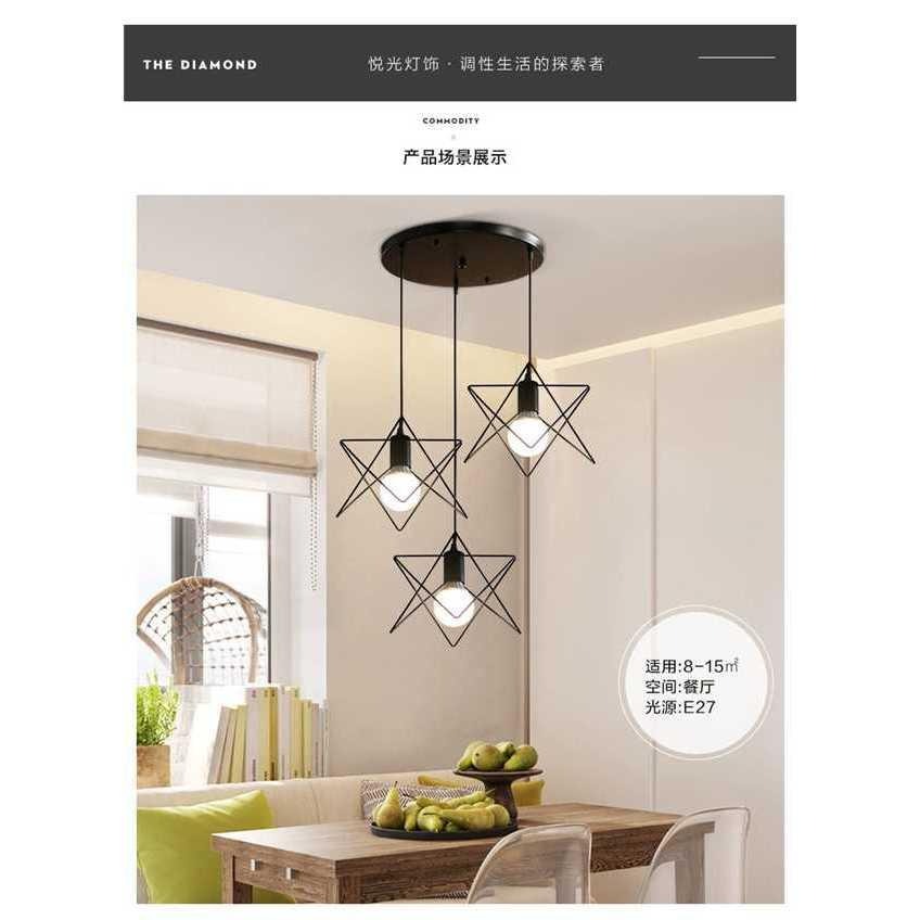 【晨星燈飾】餐廳吊燈 餐桌吊燈 鐵藝三燈吊燈三燈吊燈工業風吊燈燈三頭吊燈鋁罩三燈臥室 客廳 書房 歐式3燈 工業風吊燈-細節圖2