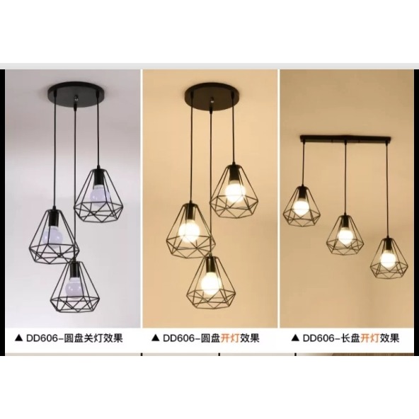 【晨星燈飾】餐廳吊燈 餐桌吊燈 鐵藝三燈吊燈三燈吊燈工業風吊燈燈三頭吊燈鋁罩三燈臥室 客廳 書房 歐式3燈 工業風吊燈-規格圖9