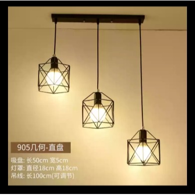 【晨星燈飾】餐廳吊燈 餐桌吊燈 鐵藝三燈吊燈三燈吊燈工業風吊燈燈三頭吊燈鋁罩三燈臥室 客廳 書房 歐式3燈 工業風吊燈-規格圖9