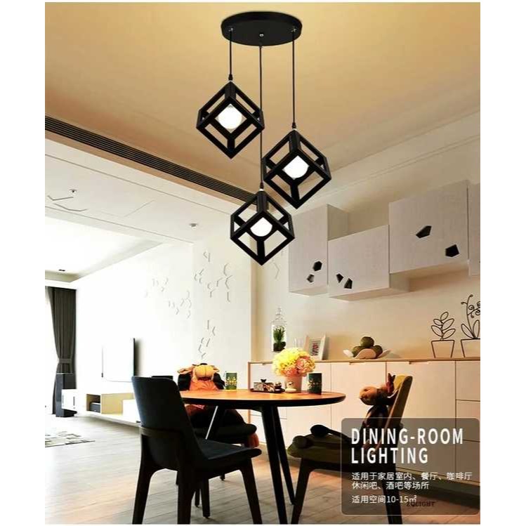 【晨星燈飾】餐廳吊燈 餐桌吊燈 鐵藝三燈吊燈三燈吊燈工業風吊燈燈三頭吊燈鋁罩三燈臥室 客廳 書房 歐式3燈 工業風吊燈-規格圖9