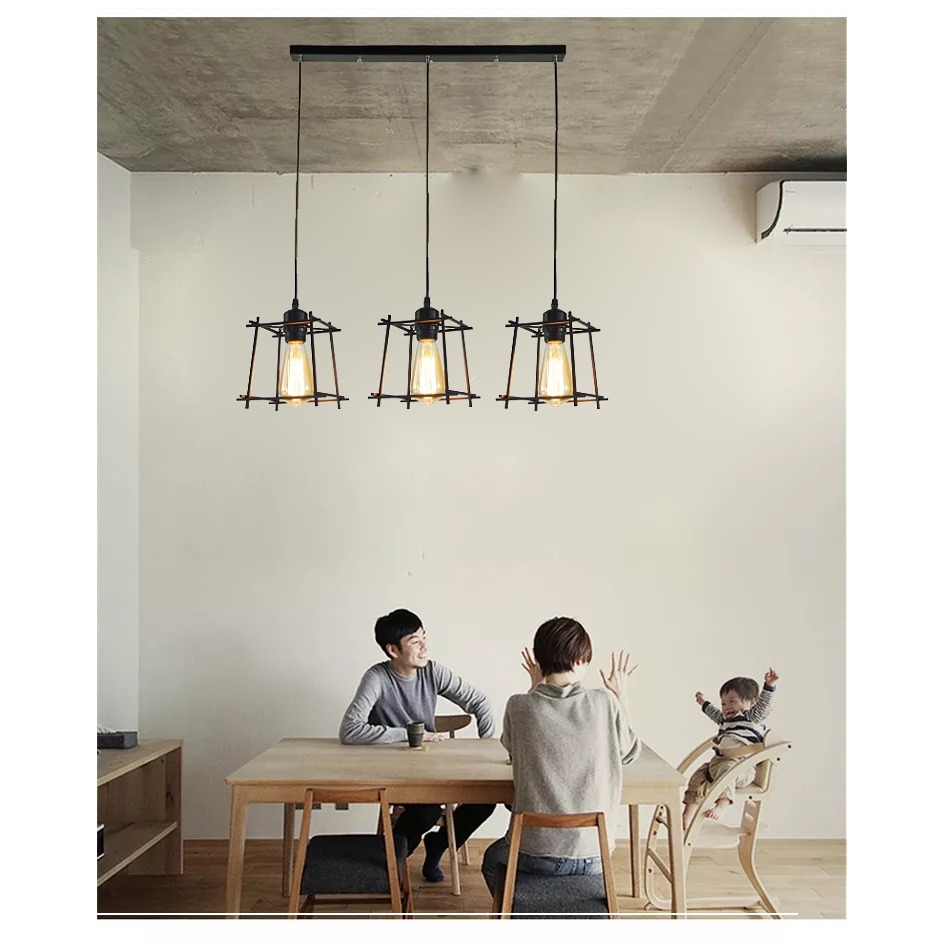 【晨星燈飾】餐廳吊燈 餐桌吊燈 鐵藝三燈吊燈三燈吊燈工業風吊燈燈三頭吊燈鋁罩三燈臥室 客廳 書房 歐式3燈 工業風吊燈-規格圖9