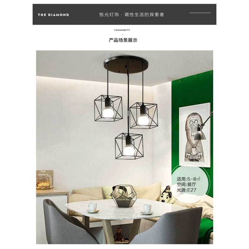 【晨星燈飾】餐廳吊燈 餐桌吊燈 鐵藝三燈吊燈三燈吊燈工業風吊燈燈三頭吊燈鋁罩三燈臥室 客廳 書房 歐式3燈 工業風吊燈-規格圖9