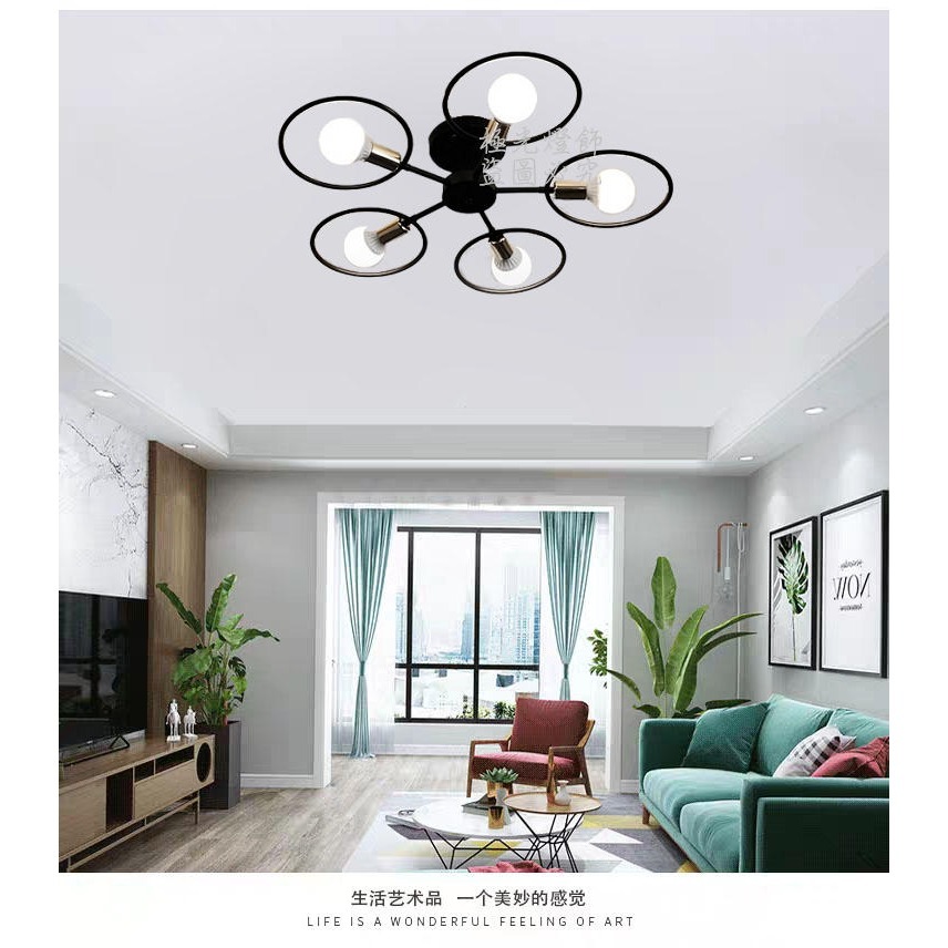 【晨星燈飾】台灣現貨 臥室吸頂燈 客聽吸頂燈 工業風吸頂3燈復古吸頂三燈鐵藝3燈美式吸頂三燈愛迪生燈泡吊燈吸頂燈北歐吊燈-細節圖6