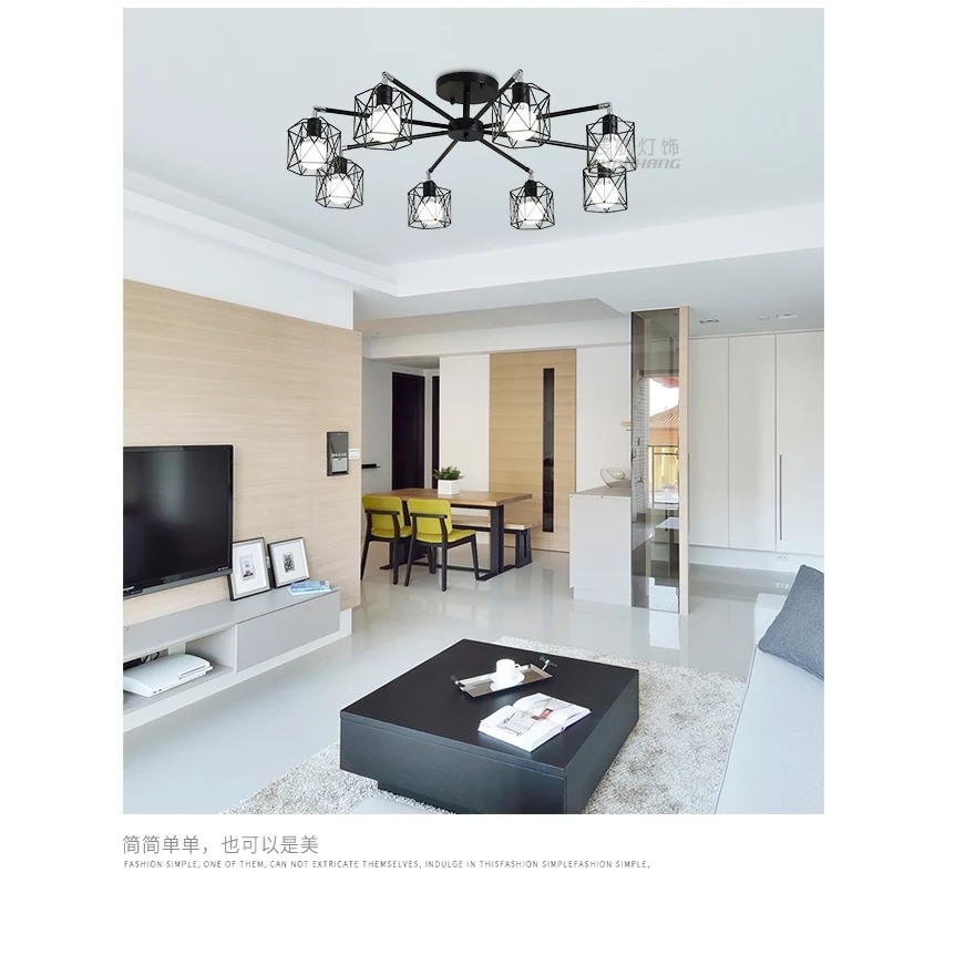 【晨星燈飾】客廳主燈 臥室吸頂燈 餐廳燈具 美式吸頂3燈復古吸頂燈鐵藝8燈美式吸頂5燈愛迪生燈泡吊燈吸頂燈北歐吊燈-細節圖6