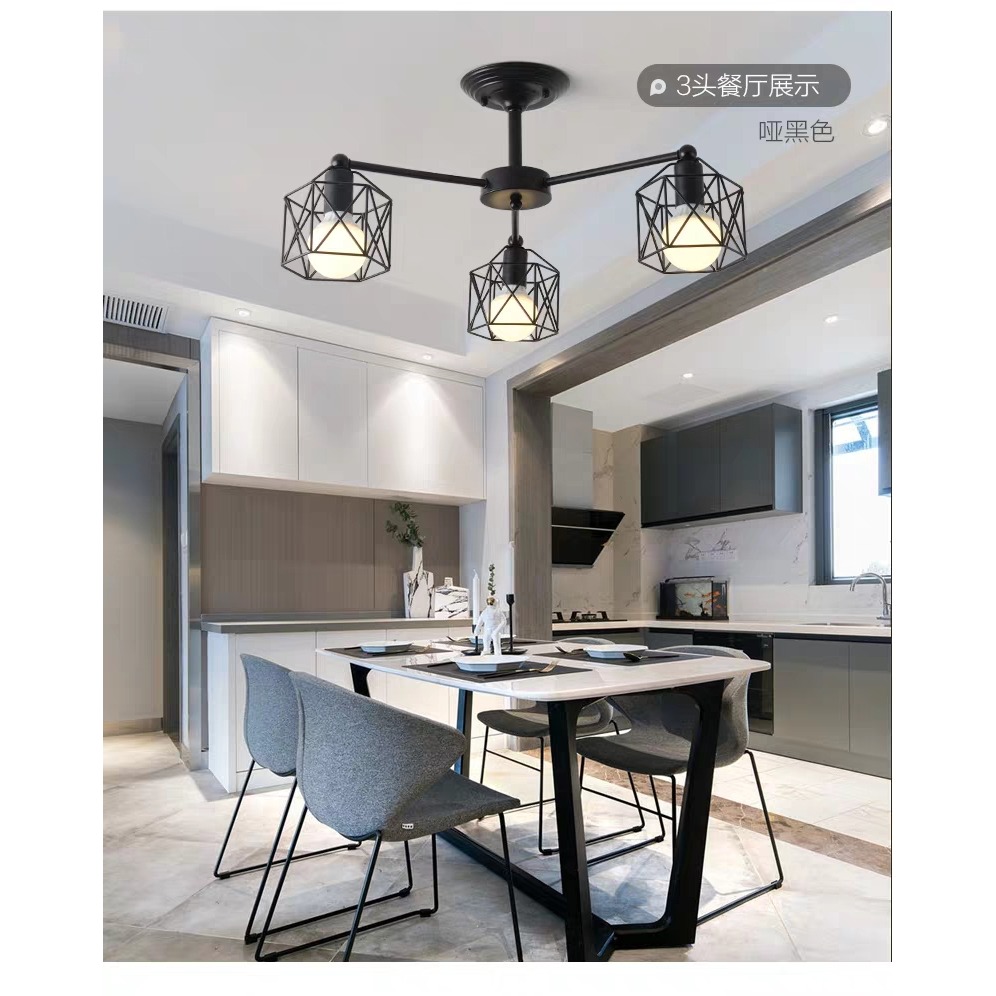 【晨星燈飾】客廳主燈 臥室吸頂燈 餐廳燈具 美式吸頂3燈復古吸頂燈鐵藝8燈美式吸頂5燈愛迪生燈泡吊燈吸頂燈北歐吊燈-細節圖7