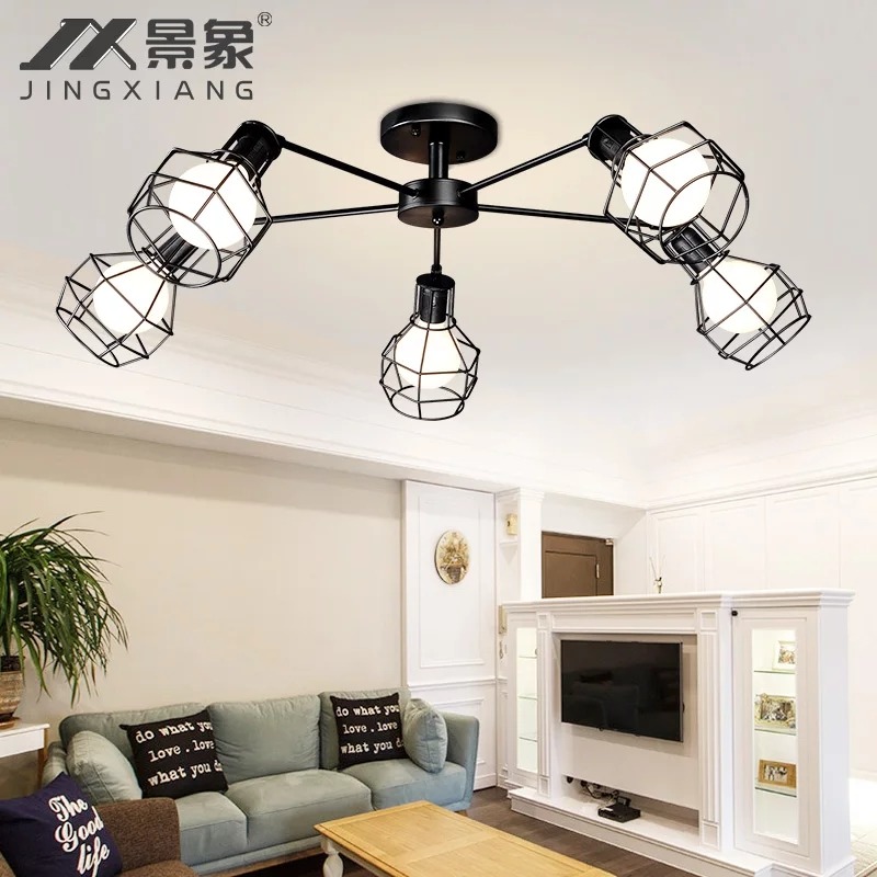 【晨星燈飾】客廳主燈 臥室吸頂燈 餐廳燈具 美式吸頂3燈復古吸頂燈鐵藝8燈美式吸頂5燈愛迪生燈泡吊燈吸頂燈北歐吊燈-規格圖11