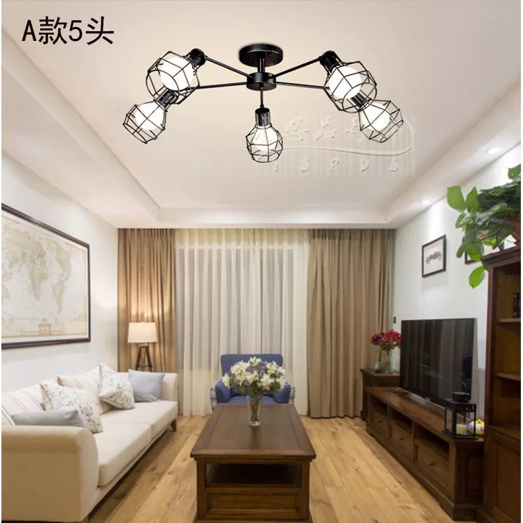 【晨星燈飾】客廳主燈 臥室吸頂燈 餐廳燈具 美式吸頂3燈復古吸頂燈鐵藝8燈美式吸頂5燈愛迪生燈泡吊燈吸頂燈北歐吊燈-規格圖11
