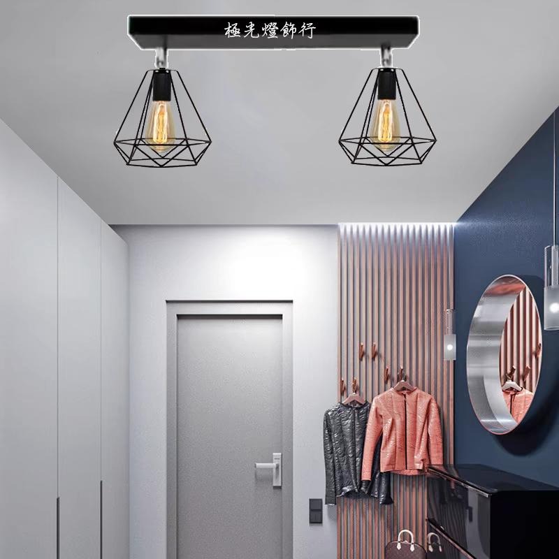 【晨星燈飾】鑽石吸頂燈 廚房燈客廳燈吸頂燈懷舊復古吸頂簡約餐廳咖啡廳吧台鄉村風鐵藝工業風吸頂2燈愛迪生燈泡北歐吊燈服飾店-細節圖4