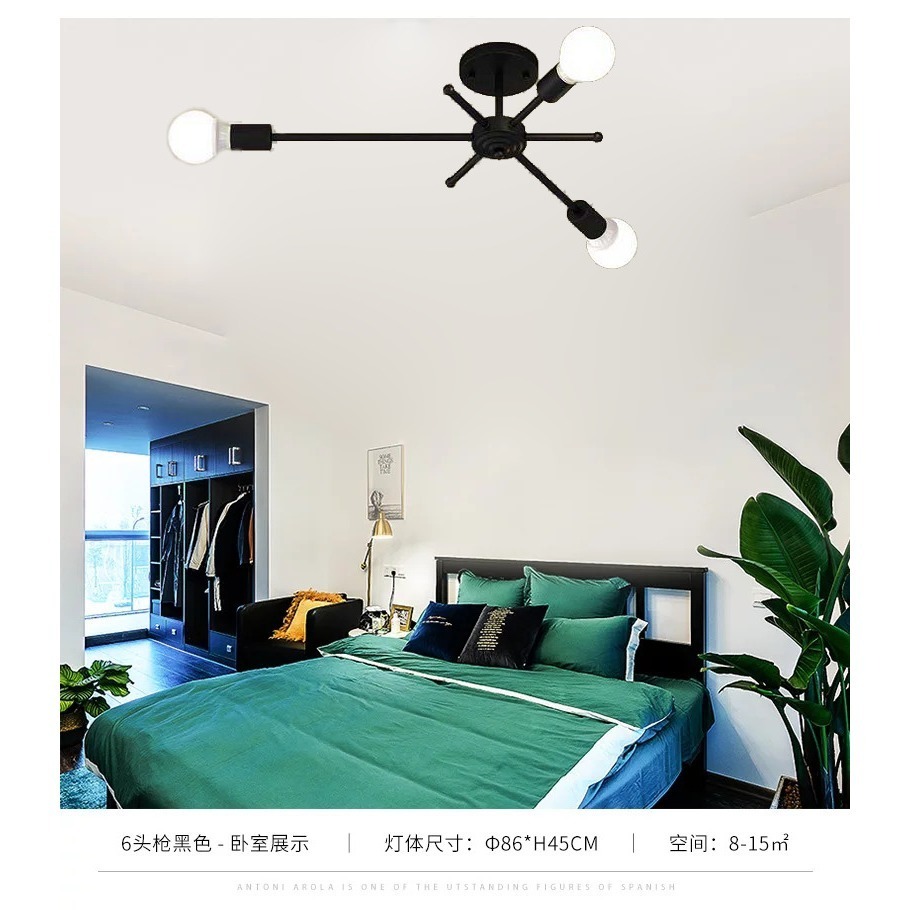 【晨星燈飾】台灣快速出貨 簡約3燈 復古吸頂燈臥室燈鐵藝三燈原木吸頂三燈工業風三頭吸頂燈北歐吊燈美式吸頂3頭橡木吸頂燈-規格圖7